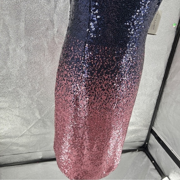 Alexia Admor Ombre Sequin Navy Pink Cocktail Midi Dress NWT Size 12 - Picture 7 of 15